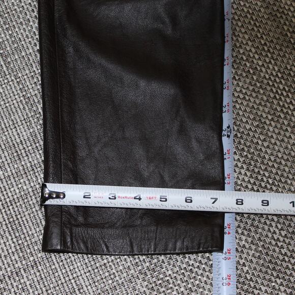LAUREN RALPH LAUREN 100% Leather Chestnut Brown Straight Leg Trousers Pants 10 - Picture 6 of 6